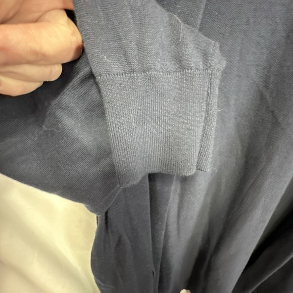 Lands End Cardigan Sweater Womens 2X Navy Open Front Duster Lightweight Pockets - Picture 5 of 9